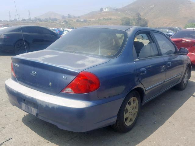 KNAFB121935257193 - 2003 KIA SPECTRA BA BLUE photo 4