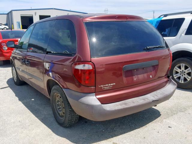 1C8GJ25B91B241948 - 2001 CHRYSLER VOYAGER BURGUNDY photo 3