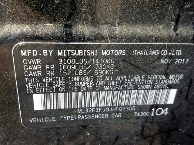ML32F3FJ0JHF07305 - 2018 MITSUBISHI MIRAGE G4 BLACK photo 10