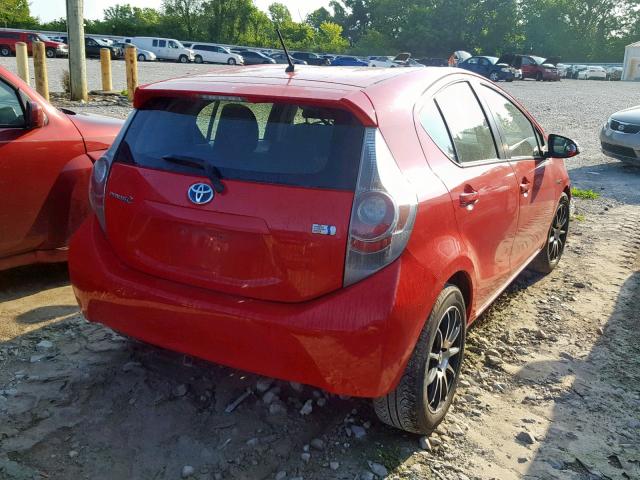 JTDKDTB35D1537226 - 2013 TOYOTA PRIUS C RED photo 4