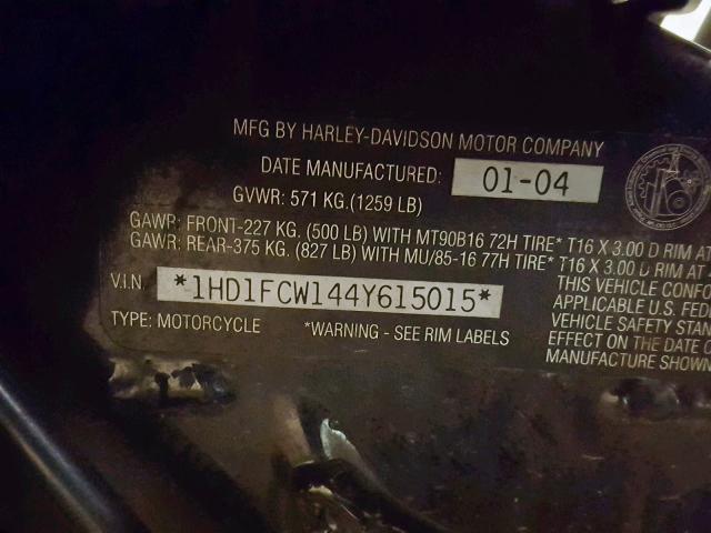 1HD1FCW144Y615015 - 2004 HARLEY-DAVIDSON FLHTCUI BLUE photo 10