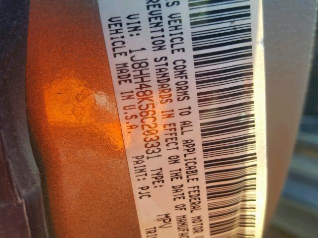 1J8HH48K56C203331 - 2006 JEEP COMMANDER GOLD photo 10