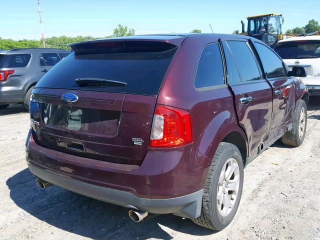 2FMDK4JC9BBB31436 - 2011 FORD EDGE SEL BURGUNDY photo 4