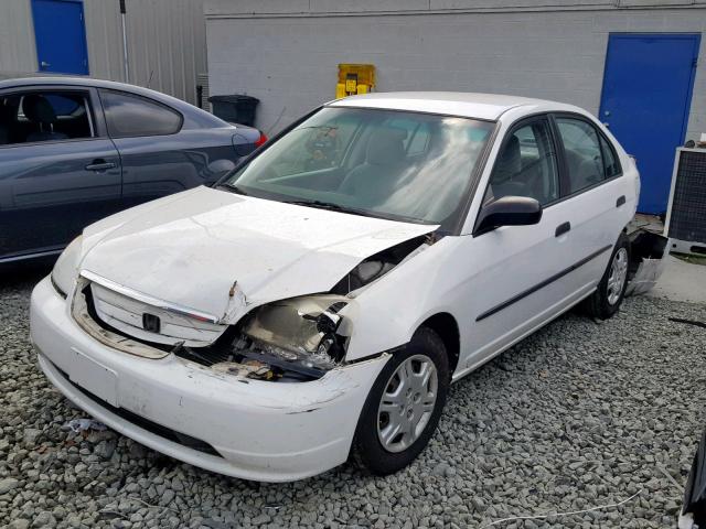 1HGES15281L071240 - 2001 HONDA CIVIC DX WHITE photo 2