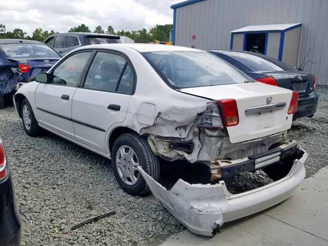 1HGES15281L071240 - 2001 HONDA CIVIC DX WHITE photo 3