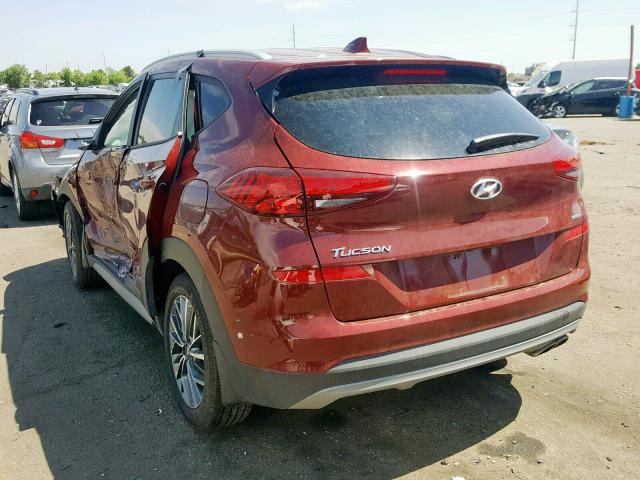 KM8J3CAL1KU919227 - 2019 HYUNDAI TUCSON LIM MAROON photo 3