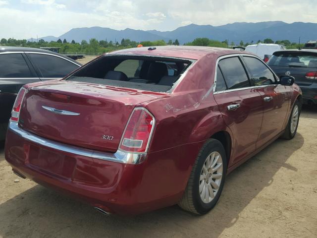 2C3CCAAGXDH732986 - 2013 CHRYSLER 300 MAROON photo 4