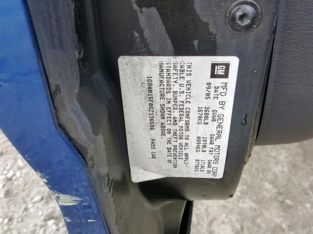 1G8AN15F06Z136586 - 2006 SATURN ION LEVEL BLUE photo 10