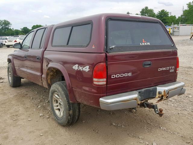 1D7HG48N93S239793 - 2003 DODGE DAKOTA QUA MAROON photo 3