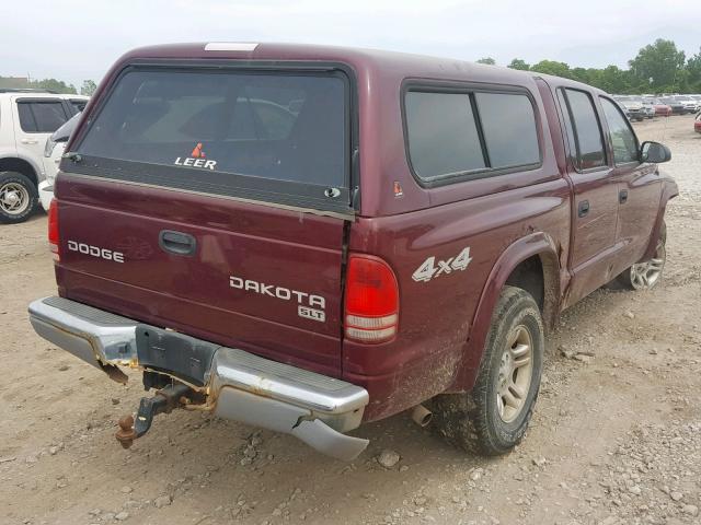 1D7HG48N93S239793 - 2003 DODGE DAKOTA QUA MAROON photo 4