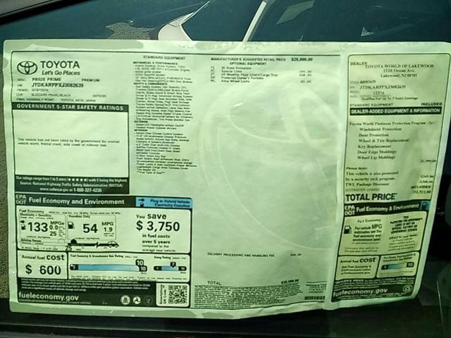 JTDKARFPXJ3082639 - 2018 TOYOTA PRIUS PRIM 白色 照片 10