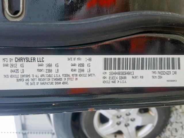 1B3HB48B38D648013 - 2008 DODGE CALIBER SX BLACK photo 10