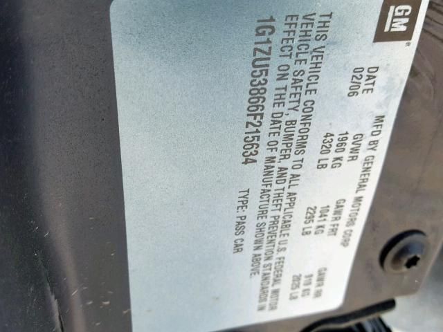 1G1ZU53866F215634 - 2006 CHEVROLET MALIBU LTZ ლურჯი ფოტო 10