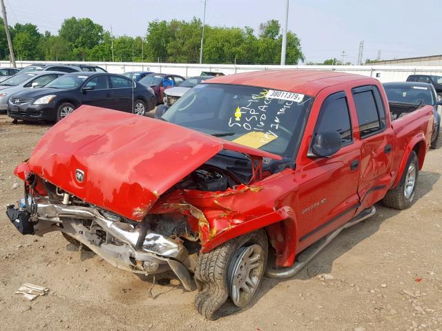 1B7HL48X22S548561 - 2002 DODGE DAKOTA QUA RED photo 2