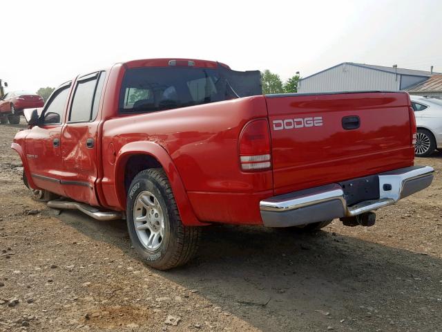 1B7HL48X22S548561 - 2002 DODGE DAKOTA QUA RED photo 3