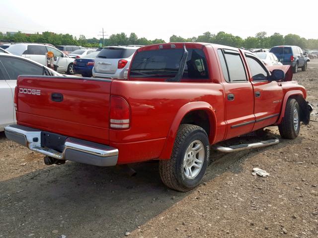 1B7HL48X22S548561 - 2002 DODGE DAKOTA QUA RED photo 4