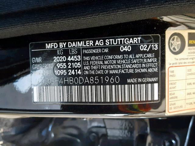 WDDGF4HB0DA851960 - 2013 MERCEDES-BENZ C 250 BLACK photo 10