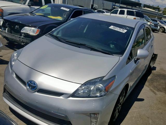 JTDKN3DP7C3025192 - 2012 TOYOTA PRIUS PLUG SILVER photo 2