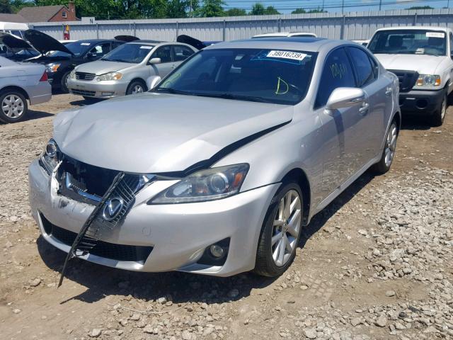 JTHCF5C26B5044823 - 2011 LEXUS IS 250 SILVER photo 2