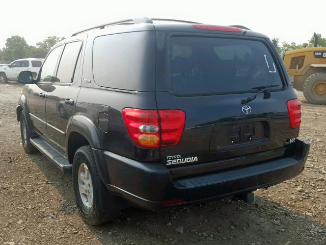 5TDZT38A12S122038 - 2002 TOYOTA SEQUOIA LI BLACK photo 3