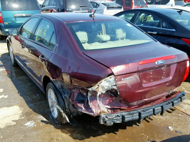 3FAHP0GA4CR345717 - 2012 FORD FUSION S MAROON photo 3