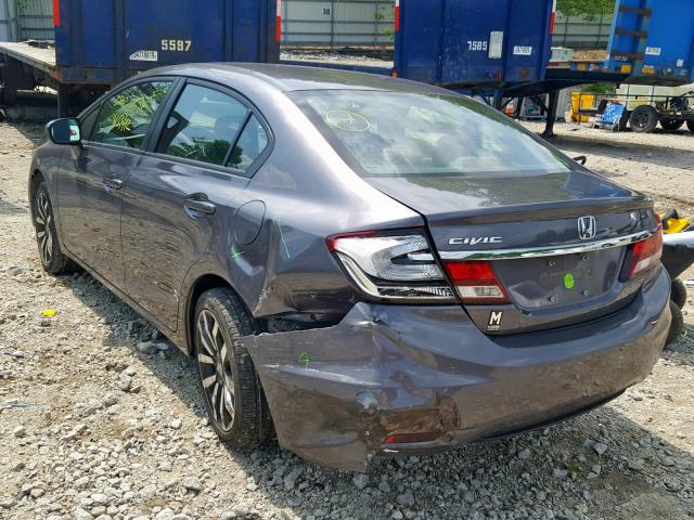 19XFB2F95FE241963 - 2015 HONDA CIVIC EXL GRAY photo 3