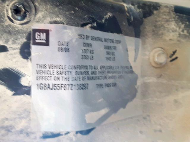 1G8AJ55F87Z138297 - 2007 SATURN ION LEVEL WHITE photo 10