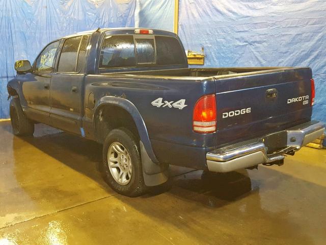 1D7HG48N14S680321 - 2004 DODGE DAKOTA QUA BLUE photo 3