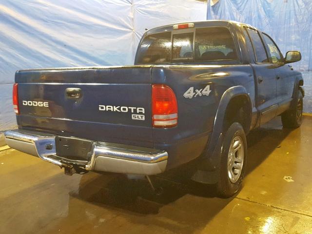 1D7HG48N14S680321 - 2004 DODGE DAKOTA QUA BLUE photo 4