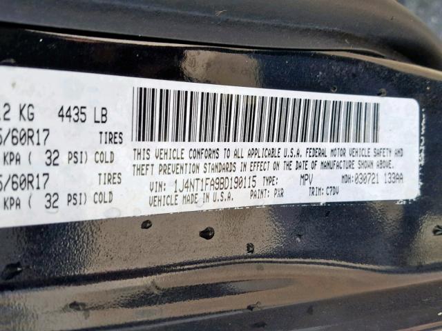 1J4NT1FA9BD190115 - 2011 JEEP COMPASS SP Қара фото 10