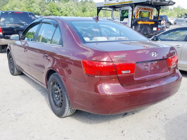 5NPET46C39H415559 - 2009 HYUNDAI SONATA GLS MAROON photo 3