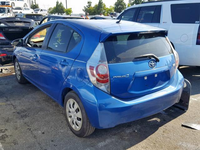 JTDKDTB37D1537373 - 2013 TOYOTA PRIUS C BLUE photo 3