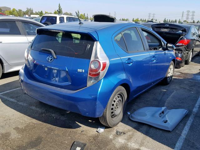 JTDKDTB37D1537373 - 2013 TOYOTA PRIUS C BLUE photo 4