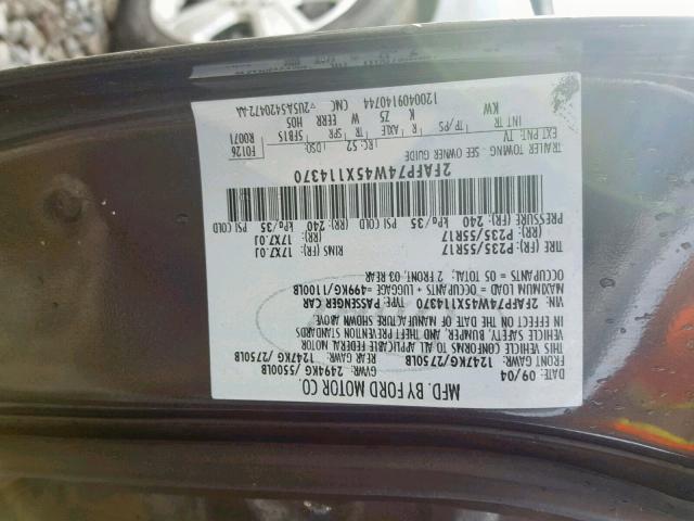 2FAFP74W45X114370 - 2005 FORD CROWN VICT CHARCOAL photo 10