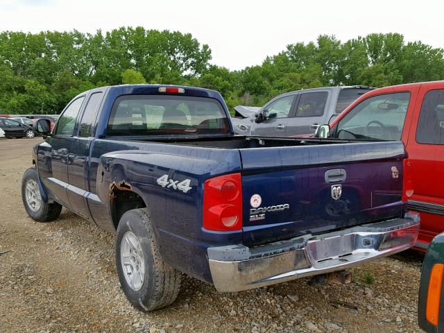 1D7HW42K35S251118 - 2005 DODGE DAKOTA SLT BLUE photo 3