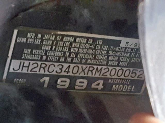 JH2RC340XRM200052 - 1994 HONDA PC800 BLACK photo 10