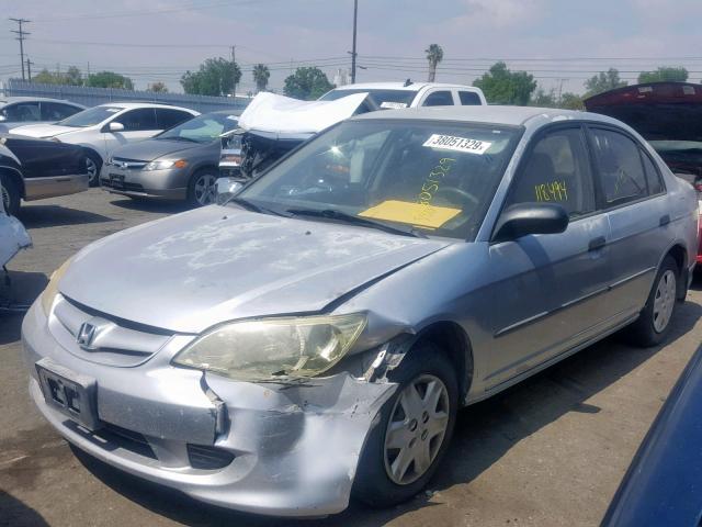 2HGES16315H543546 - 2005 HONDA CIVIC DX V SILVER photo 2