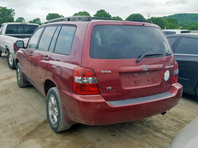 JTEDP21A950066033 - 2005 TOYOTA HIGHLANDER MAROON photo 3