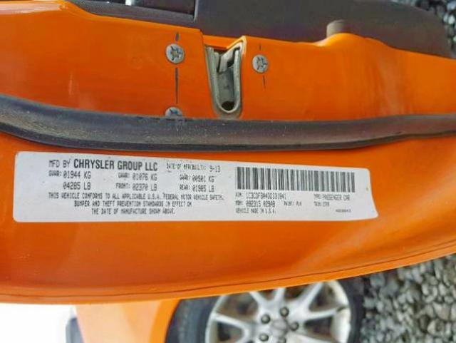 1C3CDFBA4DD331841 - 2013 DODGE DART SXT ORANGE photo 10