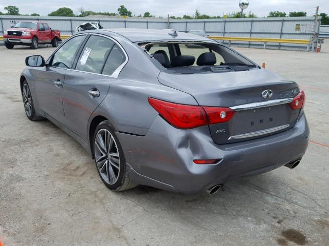 JN1BV7AR2FM393049 - 2015 INFINITI Q50 BASE GRAY photo 3