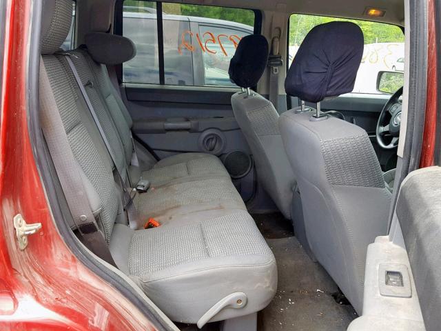 1J8HG48K26C195241 - 2006 JEEP COMMANDER RED photo 6