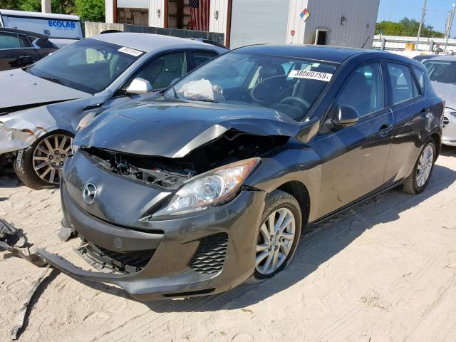 JM1BL1L78C1696989 - 2012 MAZDA 3 I GRAY photo 2