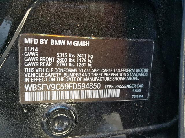 WBSFV9C59FD594850 - 2015 BMW M5 BLACK photo 10