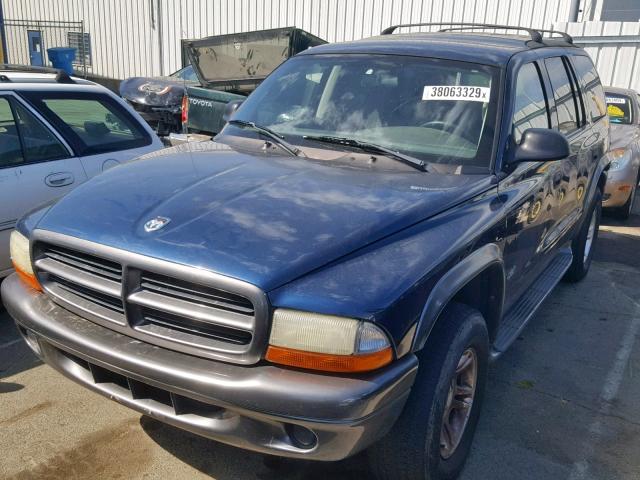 1B4HS38N22F187334 - 2002 DODGE DURANGO SP BLUE photo 2