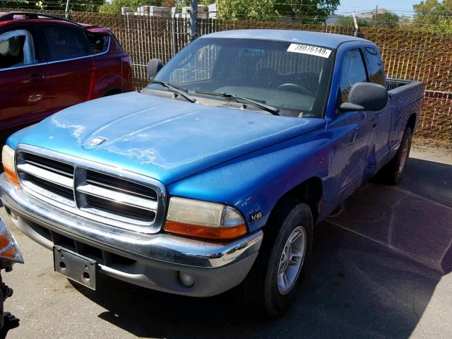 1B7GL22XXYS592504 - 2000 DODGE DAKOTA BLUE photo 2