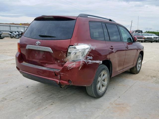 5TDZA3EH3AS002070 - 2010 TOYOTA HIGHLANDER MAROON photo 4