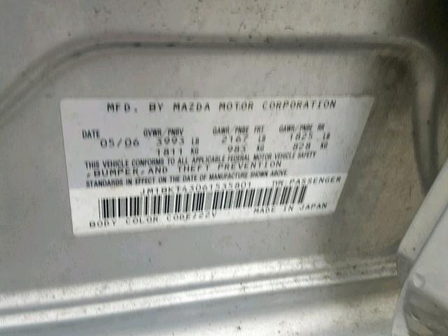 JM1BK143061535801 - 2006 MAZDA 3 HATCHBAC GRAY photo 10