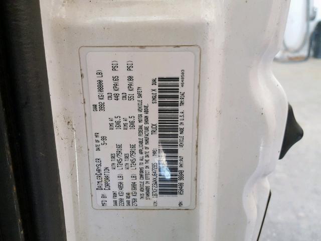 1B7KF23WXXJ647285 - 1999 DODGE RAM 2500 WHITE photo 10