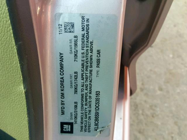 KL8CB6S91DC535163 - 2013 CHEVROLET SPARK LS PINK photo 10