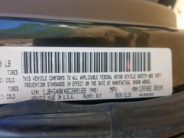 1J8HG48K46C209169 - 2006 JEEP COMMANDER 灰色 照片 10